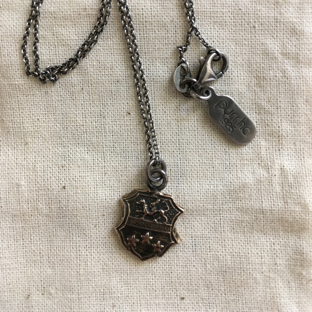 Pyrrha Gryphon necklace, sterling silver and bronze